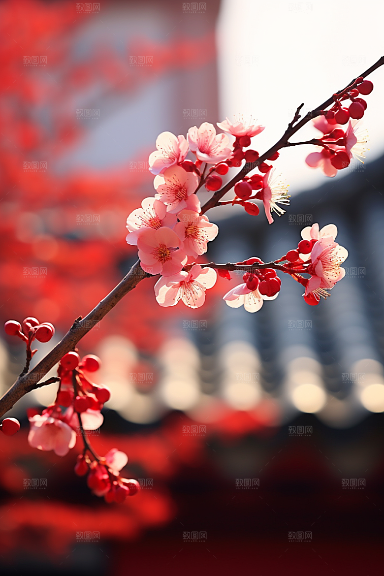 冬天腊梅花自然中国风摄影图