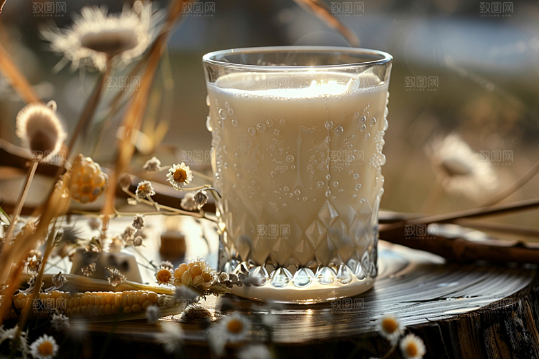 豆浆豆奶玻璃瓶自然摄影图