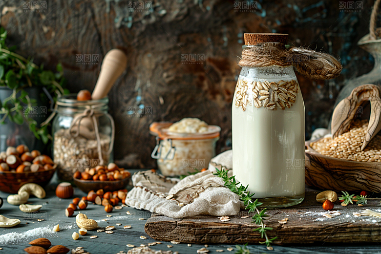 豆浆豆奶玻璃瓶早饭摄影图