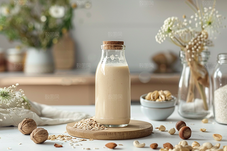 豆浆豆奶饮料谷物摄影图