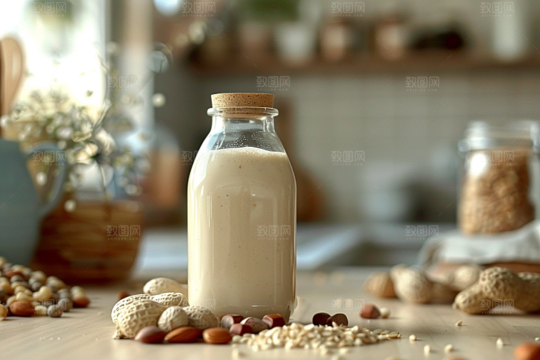 豆浆豆奶牛奶自然摄影图