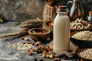 豆浆豆奶自然奶瓶摄影图