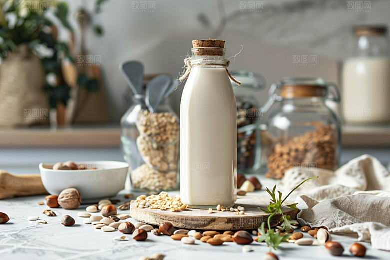 豆浆豆奶早餐能量餐摄影图
