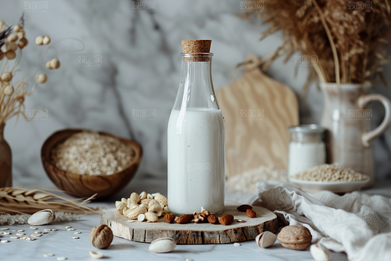 豆浆豆奶玻璃瓶奶瓶摄影图