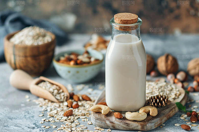 豆浆豆奶美食玻璃瓶摄影图