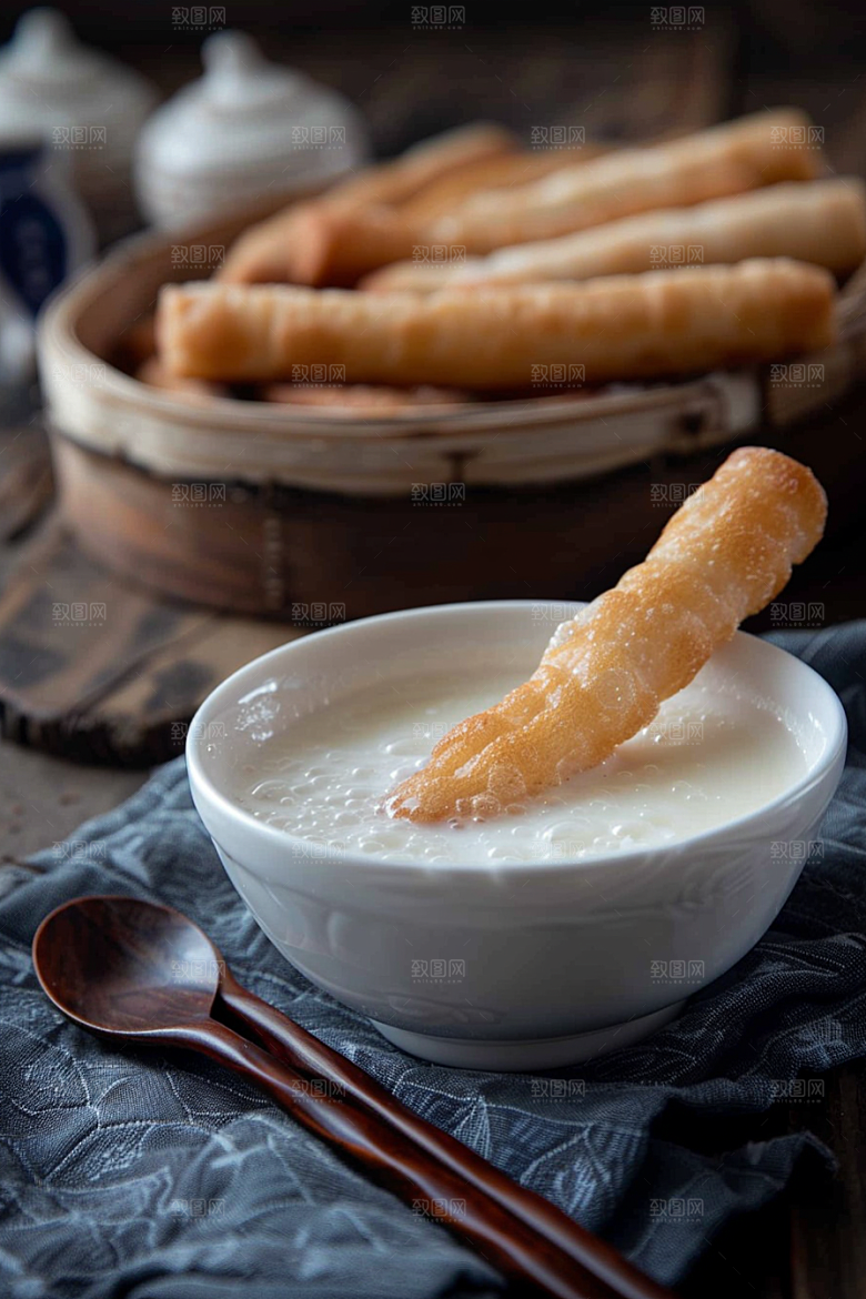豆浆豆奶能量餐高清摄影图
