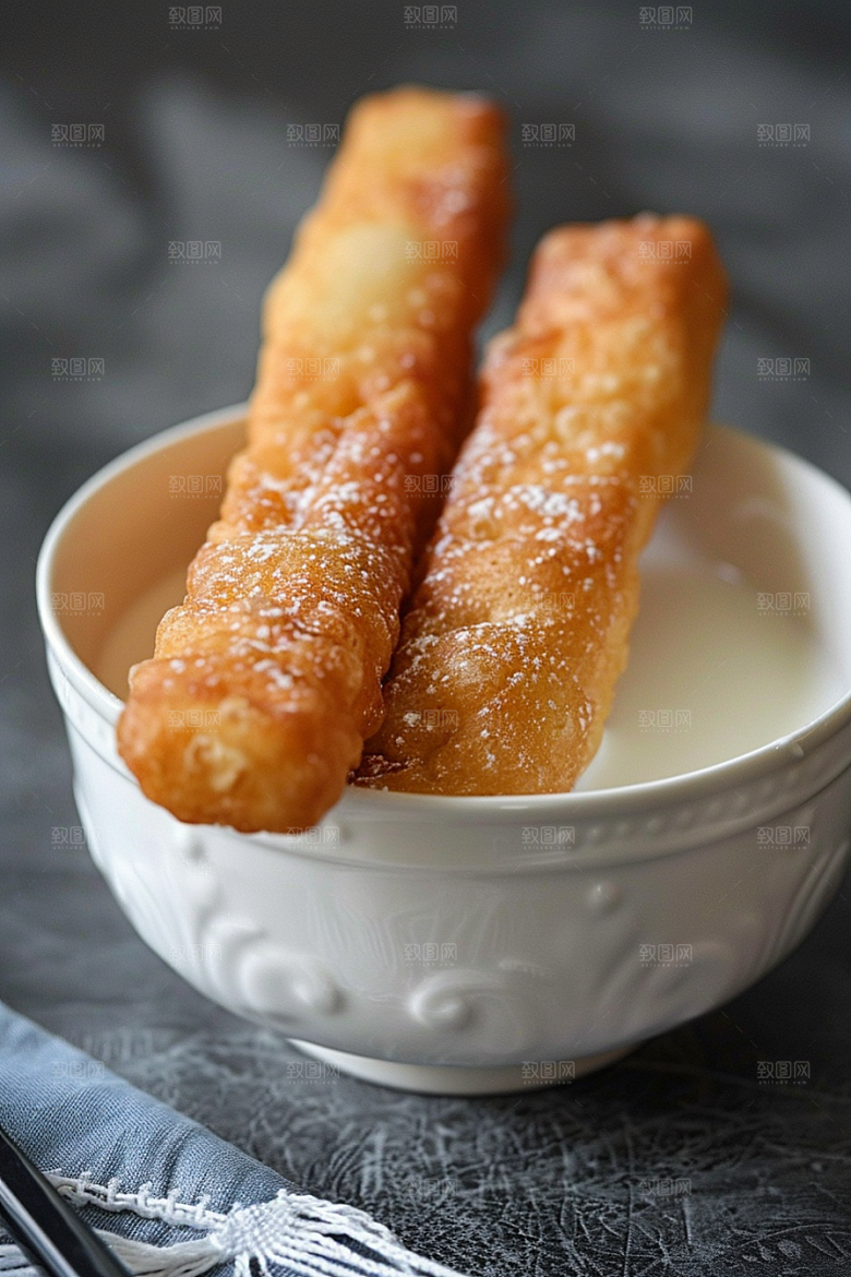 豆浆豆奶牛奶能量餐摄影图
