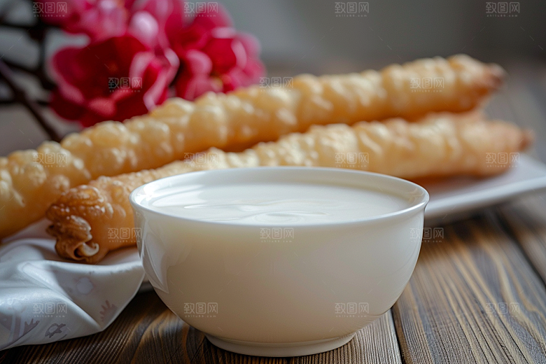 豆浆豆奶日系早餐摄影图