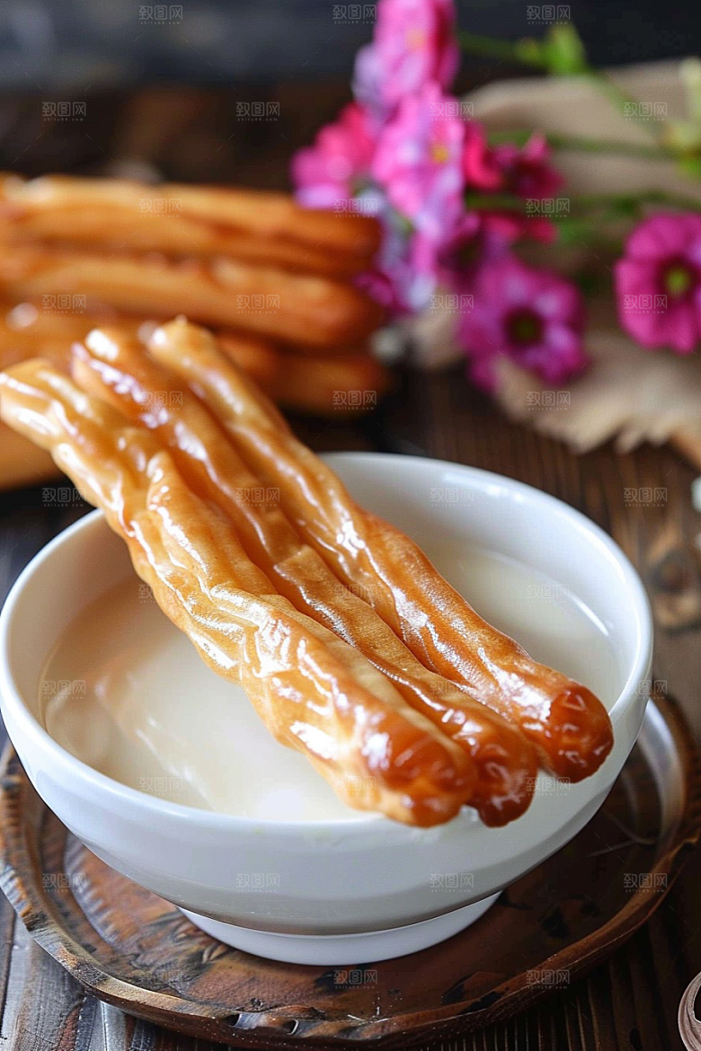 豆浆豆奶早饭能量餐摄影图