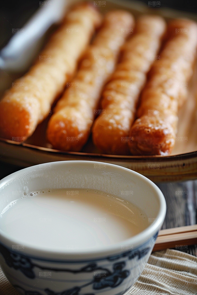 豆浆豆奶牛奶早饭摄影图