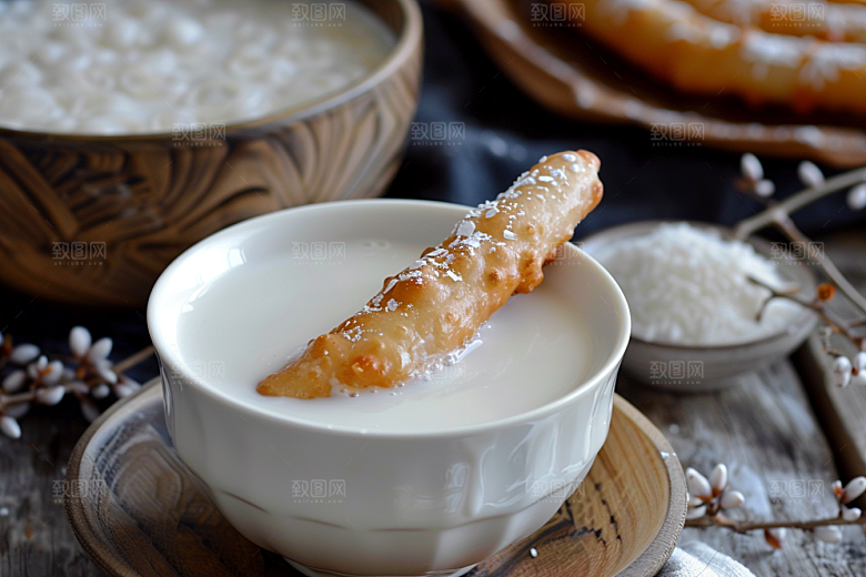 豆浆豆奶牛奶早饭摄影图