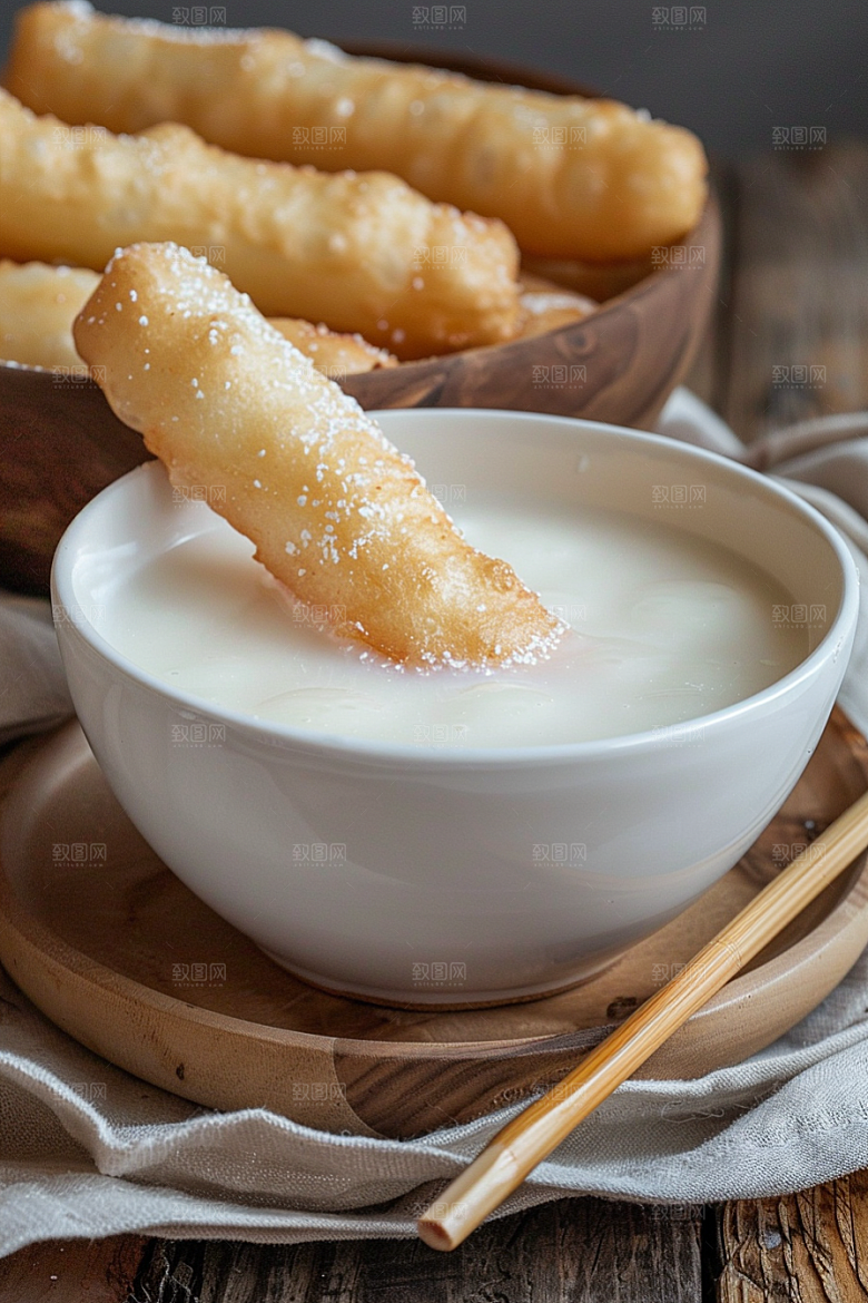 豆浆豆奶牛奶早餐摄影图