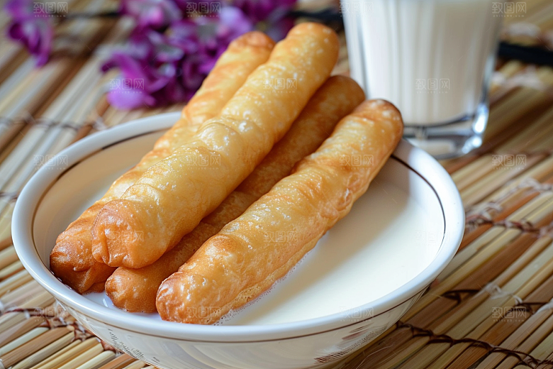 豆浆豆奶牛奶早饭摄影图