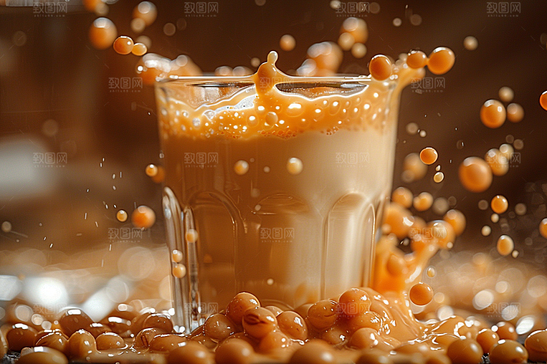 豆浆豆奶早餐美食摄影图