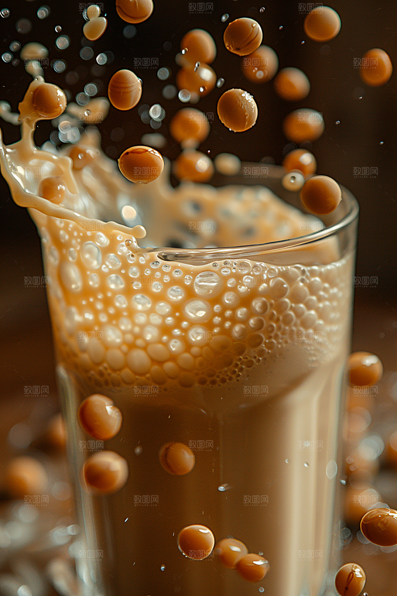 豆浆豆奶美食玻璃瓶摄影图