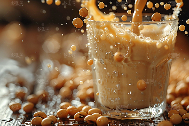 豆浆豆奶牛奶美食摄影图