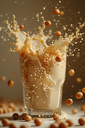 豆浆豆奶自然饮品摄影图