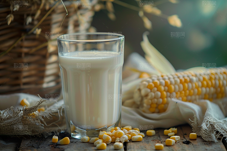 豆浆豆奶玻璃瓶饮料摄影图