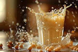 豆浆豆奶美食能量餐摄影图