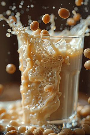 豆浆豆奶日系饮料摄影图