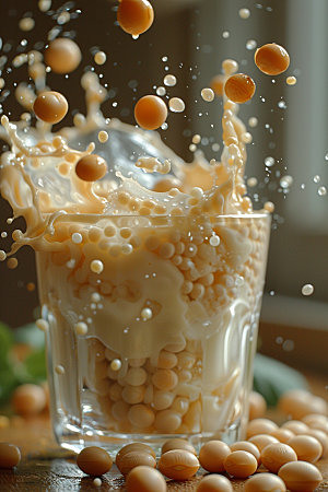 豆浆豆奶饮料高清摄影图