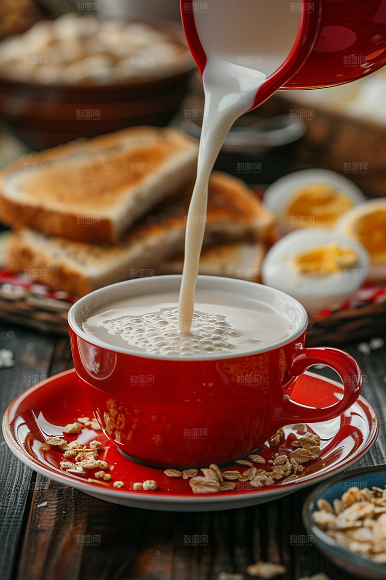 豆浆豆奶高清能量餐摄影图