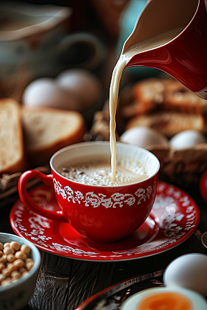 豆浆豆奶能量餐早饭摄影图