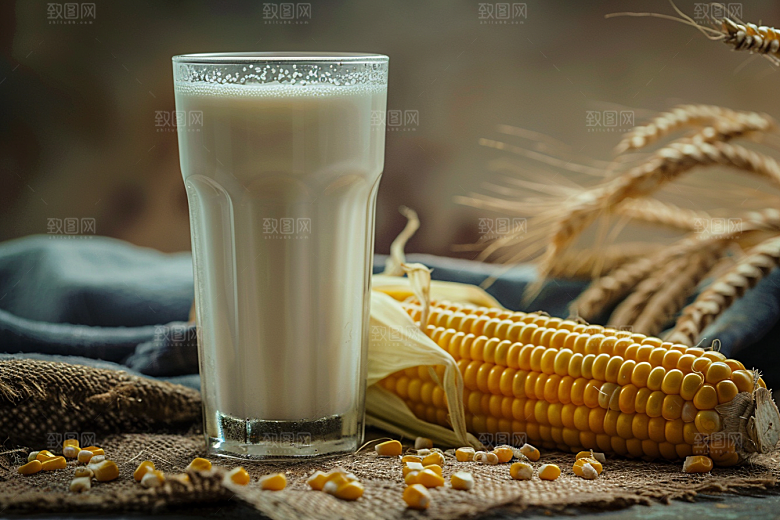 豆浆豆奶高清玻璃瓶摄影图