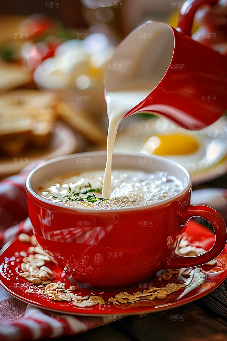 豆浆豆奶日系能量餐摄影图