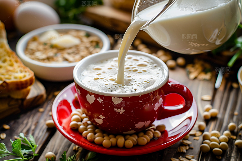 豆浆豆奶早餐高清摄影图
