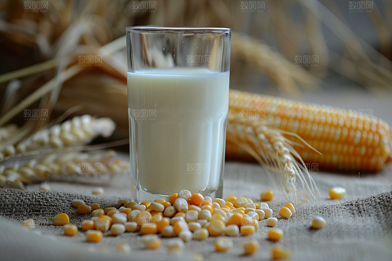 豆浆豆奶能量餐自然摄影图