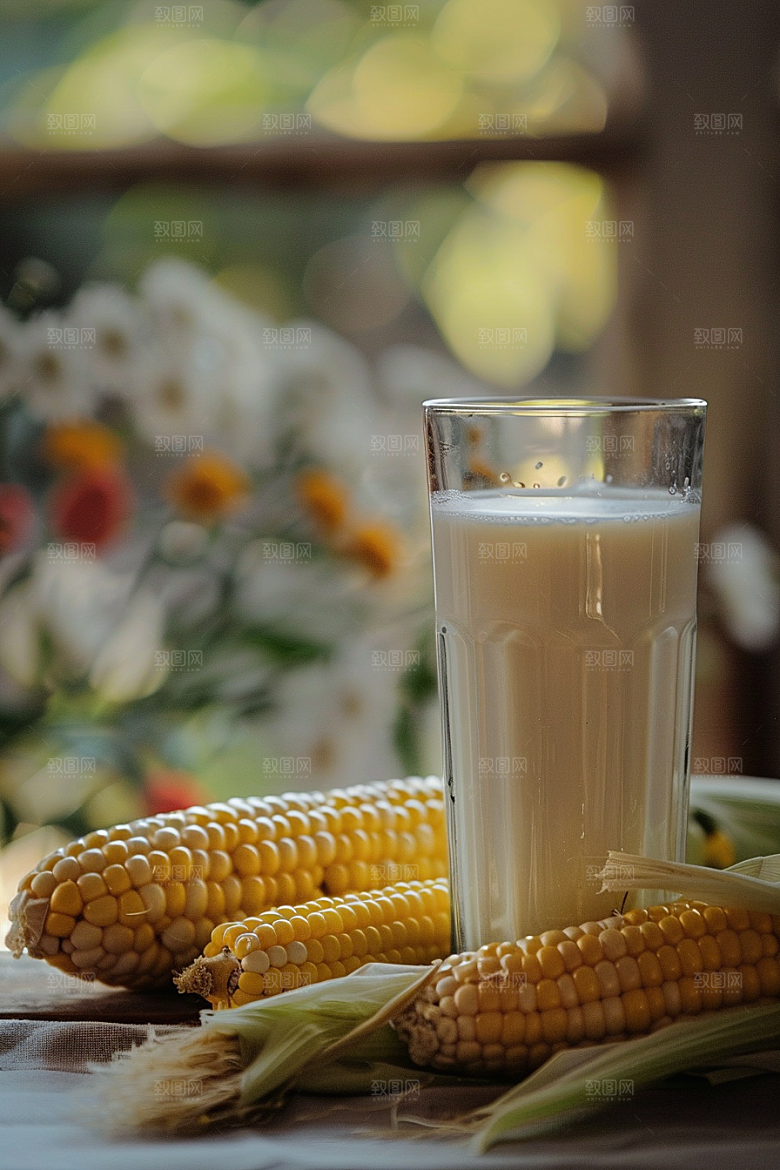 豆浆豆奶自然饮料摄影图