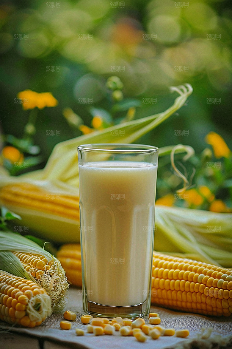 豆浆豆奶玻璃瓶高清摄影图