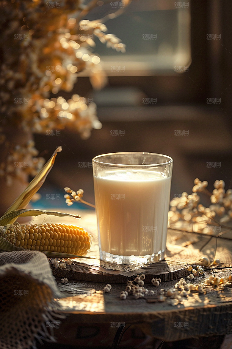 豆浆豆奶牛奶饮料摄影图