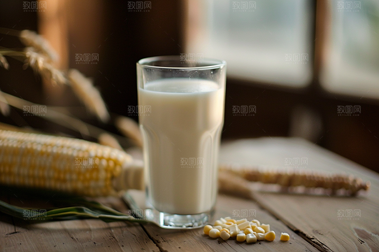 豆浆豆奶牛奶美食摄影图