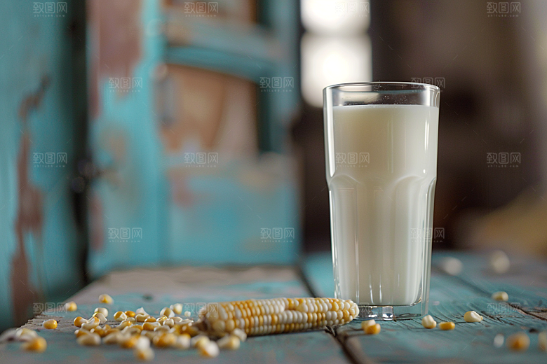 豆浆豆奶奶瓶能量餐摄影图