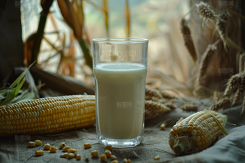 豆浆豆奶牛奶美食摄影图