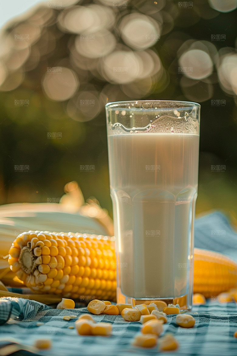豆浆豆奶奶瓶饮品摄影图