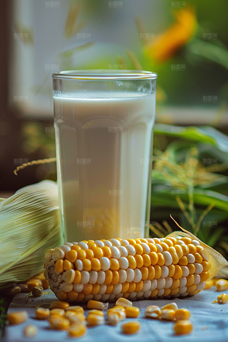 豆浆豆奶能量餐玻璃瓶摄影图