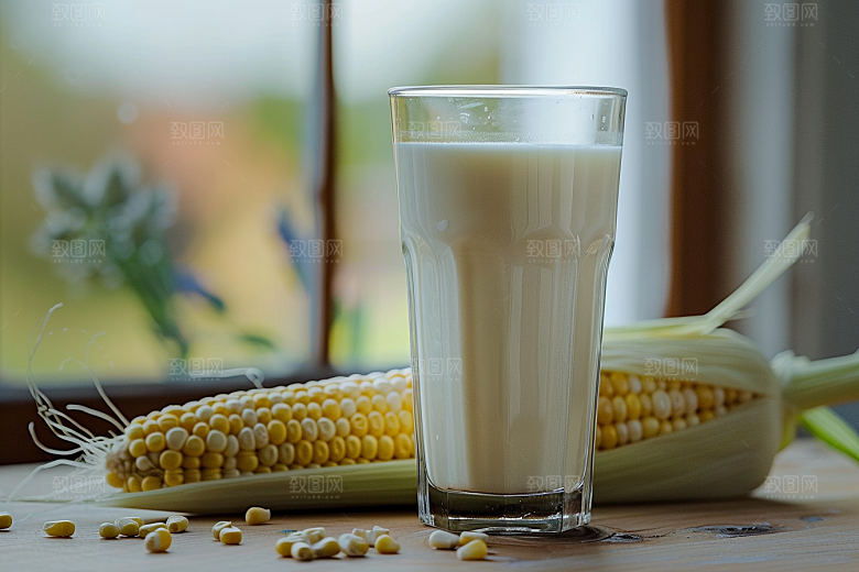 豆浆豆奶能量餐自然摄影图