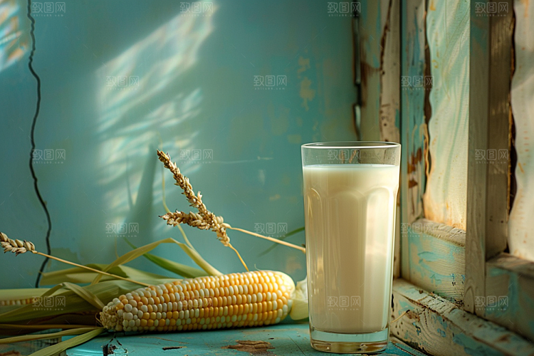 豆浆豆奶高清玻璃瓶摄影图