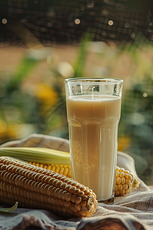 豆浆豆奶早饭能量餐摄影图