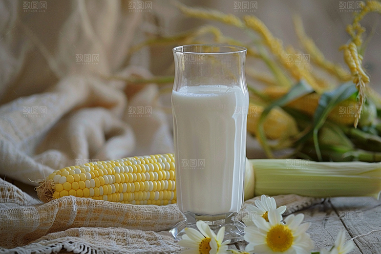 豆浆豆奶日系早餐摄影图