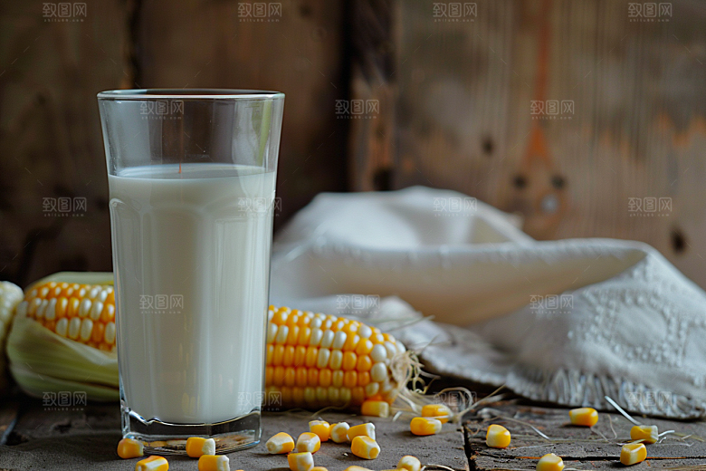豆浆豆奶玻璃瓶高清摄影图
