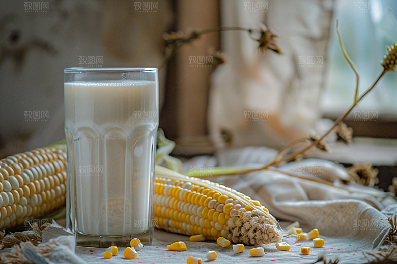 豆浆豆奶美食玻璃瓶摄影图