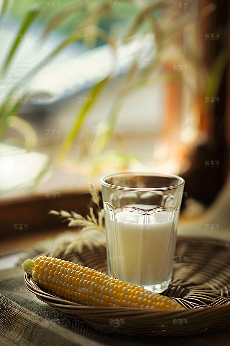 豆浆豆奶能量餐高清摄影图