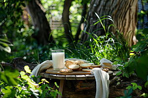 豆浆豆奶牛奶能量餐摄影图