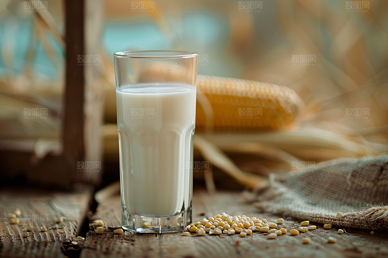 豆浆豆奶奶瓶能量餐摄影图