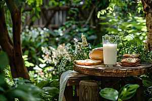 豆浆豆奶能量餐早餐摄影图