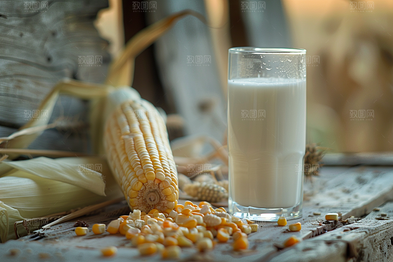 豆浆豆奶能量餐美食摄影图